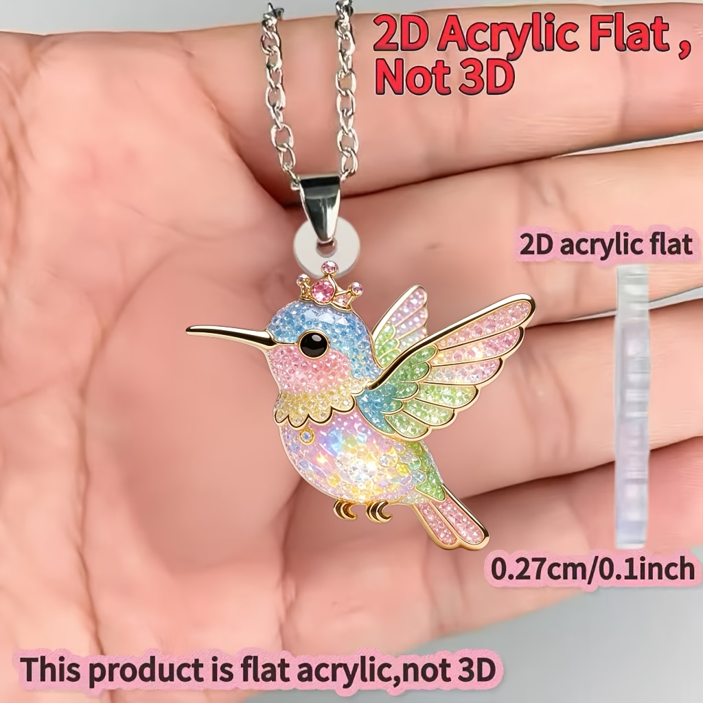 Acrylic Bird Colorful Sparkling Necklace